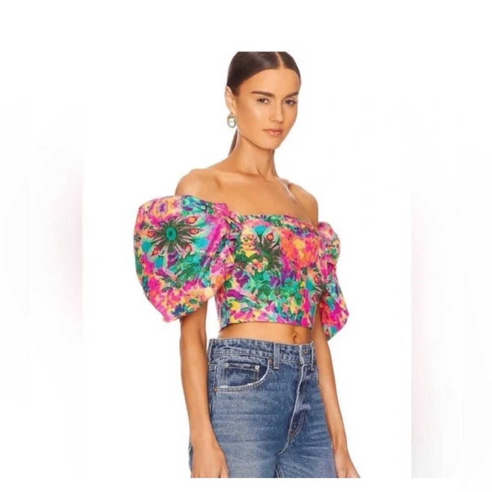 Elliatt Rae Puffed Sleeve Off The Shoulder Crop Top Size XS